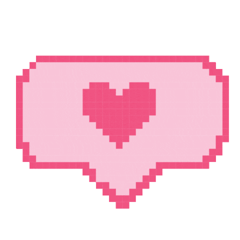 pixel art of a heart in a speech bubble